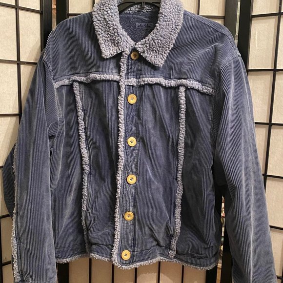 EUC Mod-o-Doc Blue Corduroy Fleece Lined Jacket Size Large - Picture 1 of 4